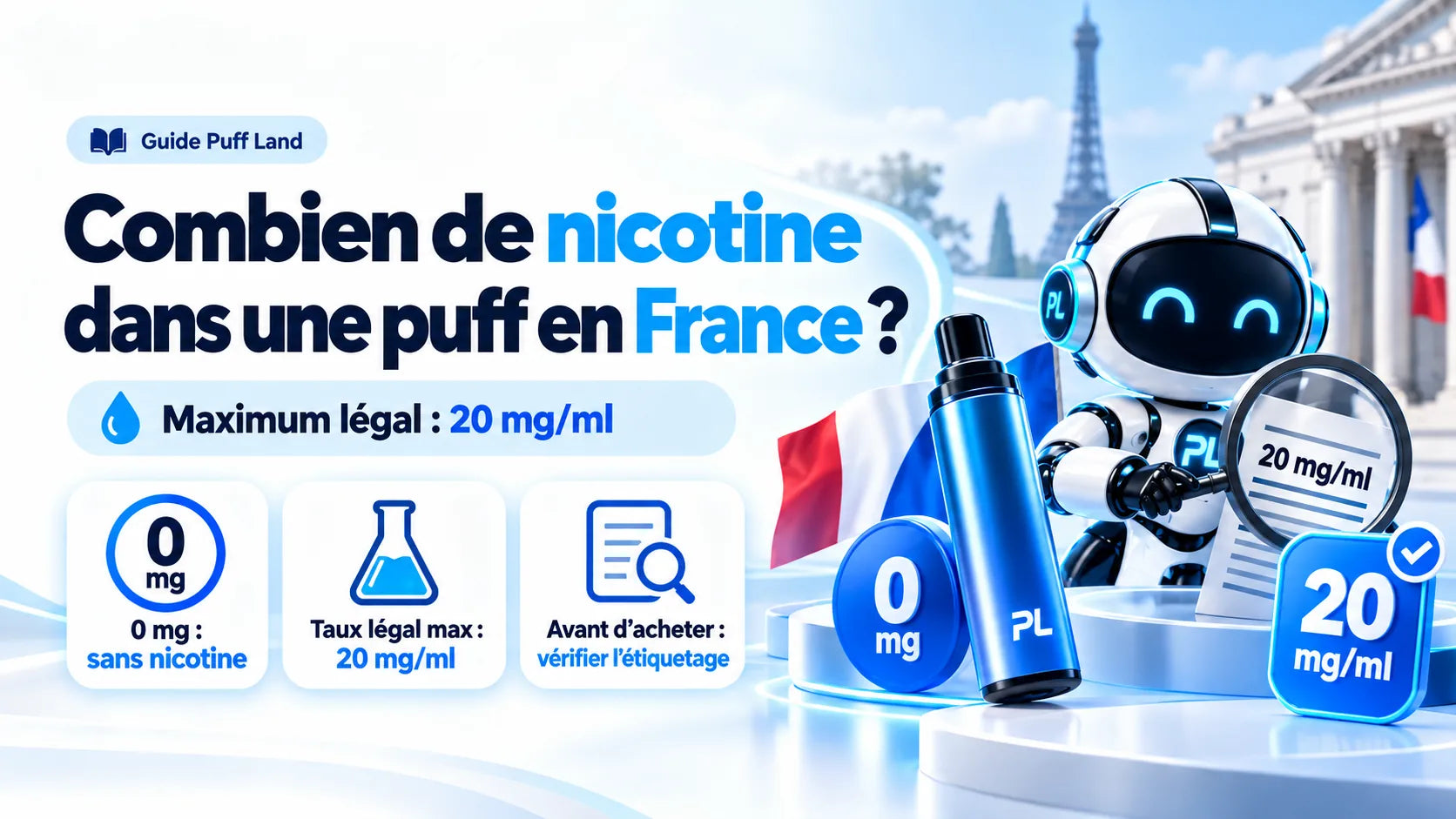 Guide sur la concentration en nicotine et le maximum de 20 mg/ml