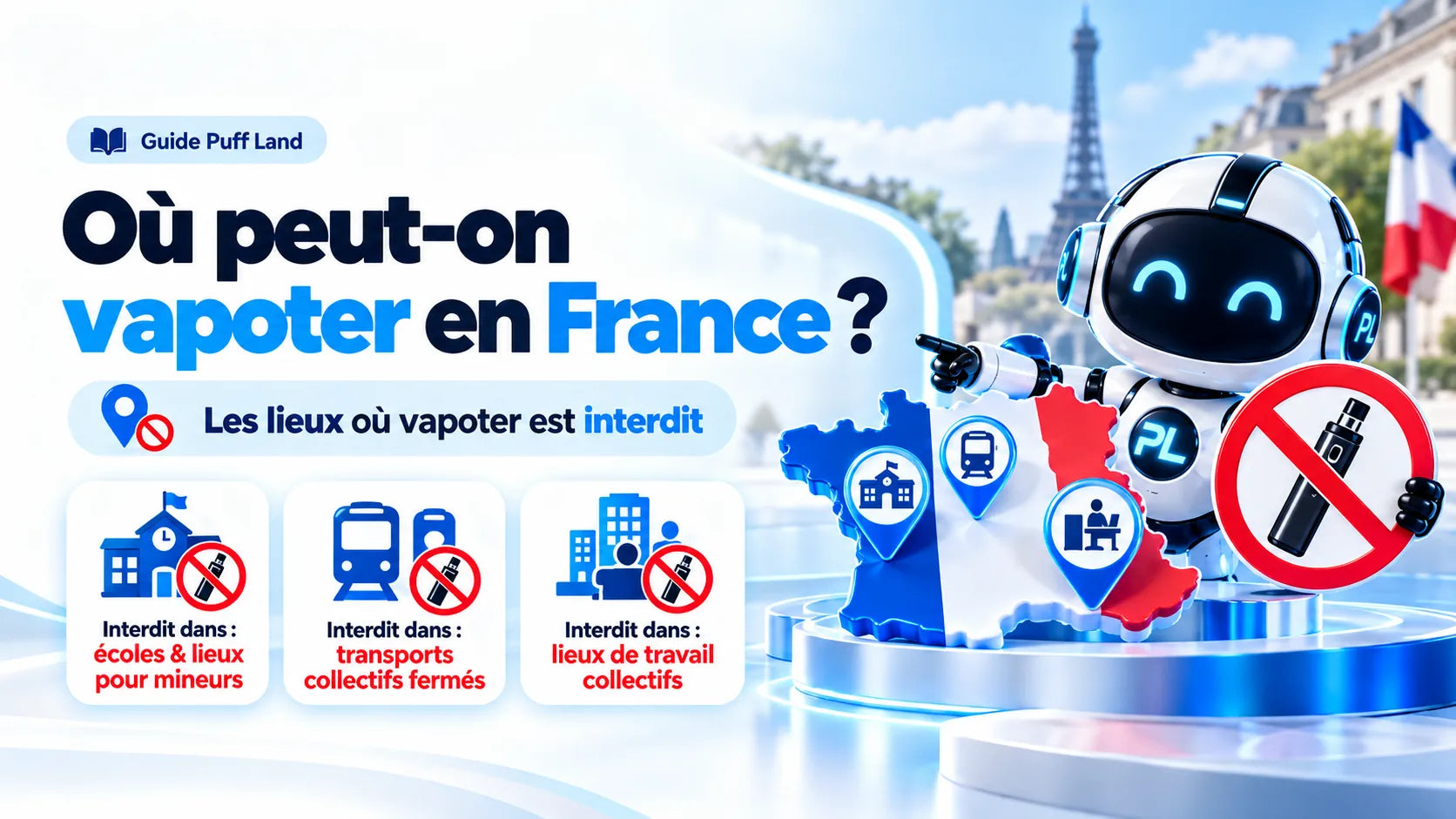 Illustration des lieux publics dans lesquels le vapotage est interdit
