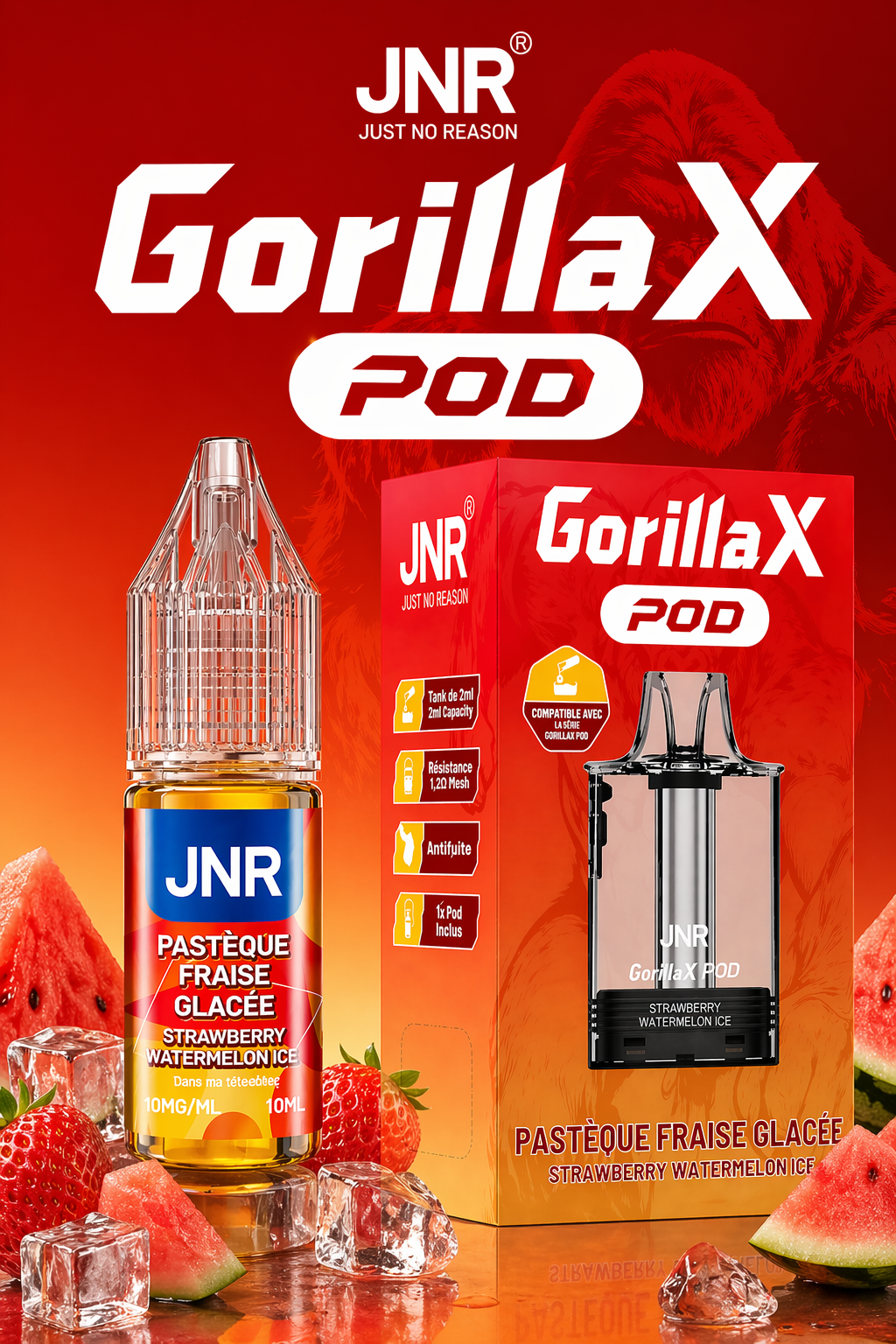 Pod JNR Cartouche GorillaX + Flacon 10ml