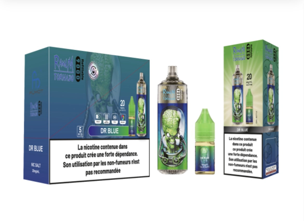 Puff 9000 Tornado Rechargeable 100% Légal - Dr Blue - Puff Land CBD