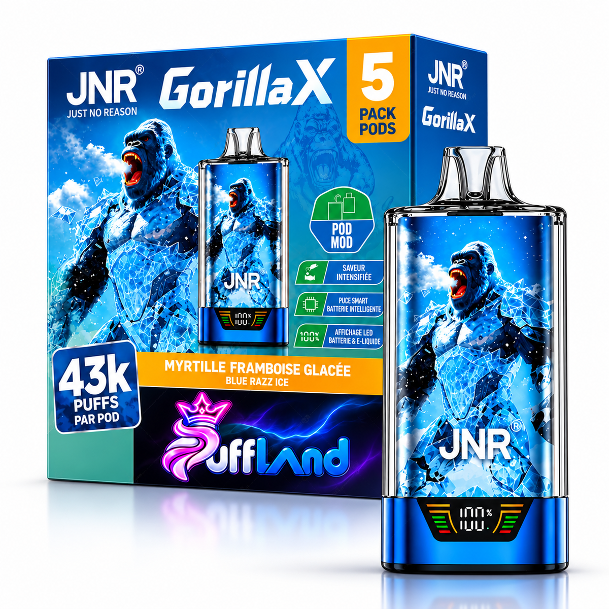 Carton Puff JNR Gorilla X 43K 20 mg (lot de 5 ou 10)