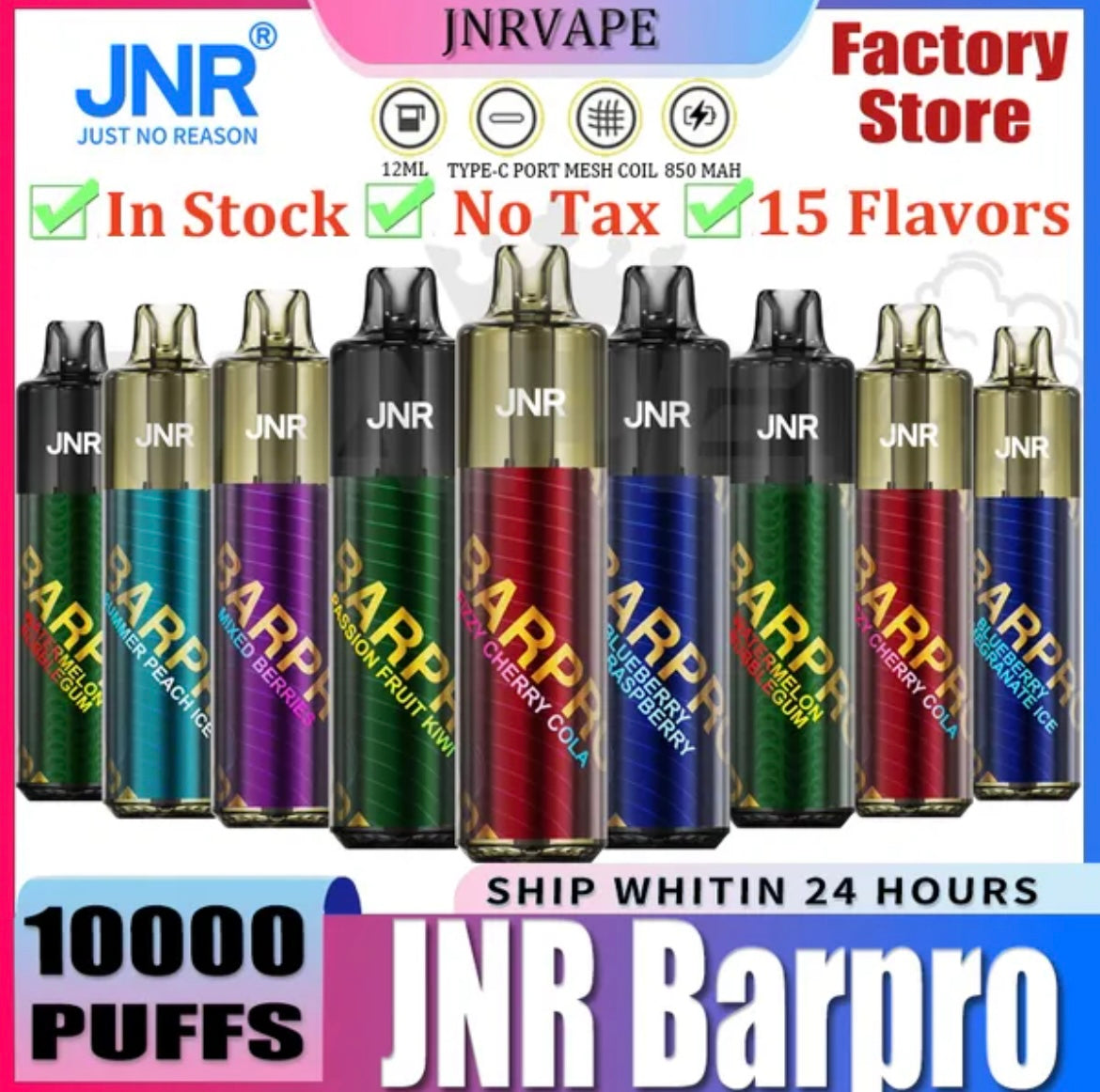 Cigarette électronique JNR Bar Pro 10000 puffs – réservoir PrefilledPod pratique