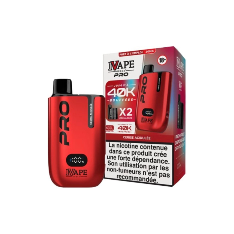 Kit Pro 40000 + 2 cartouches pré-remplies (10 + 2 ml) 20 mg – IVapeGreat
