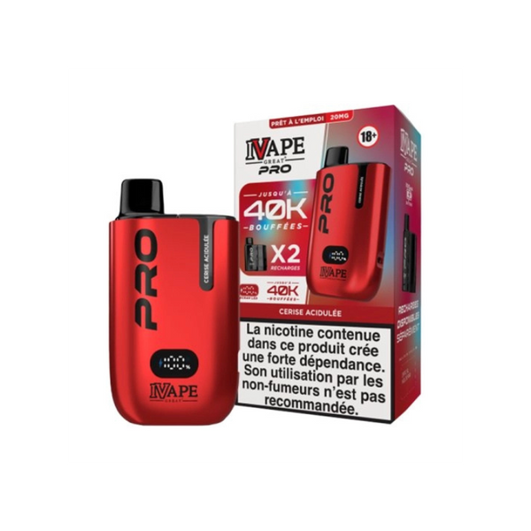 Kit Pro 40000 + 2 cartouches pré-remplies (10 + 2 ml) 20 mg – IVapeGreat
