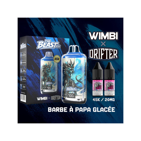 Kit The Beast 45K Glacial Warden + 2 e-liquides 10 ml 20 mg – Wimbi x Drifter