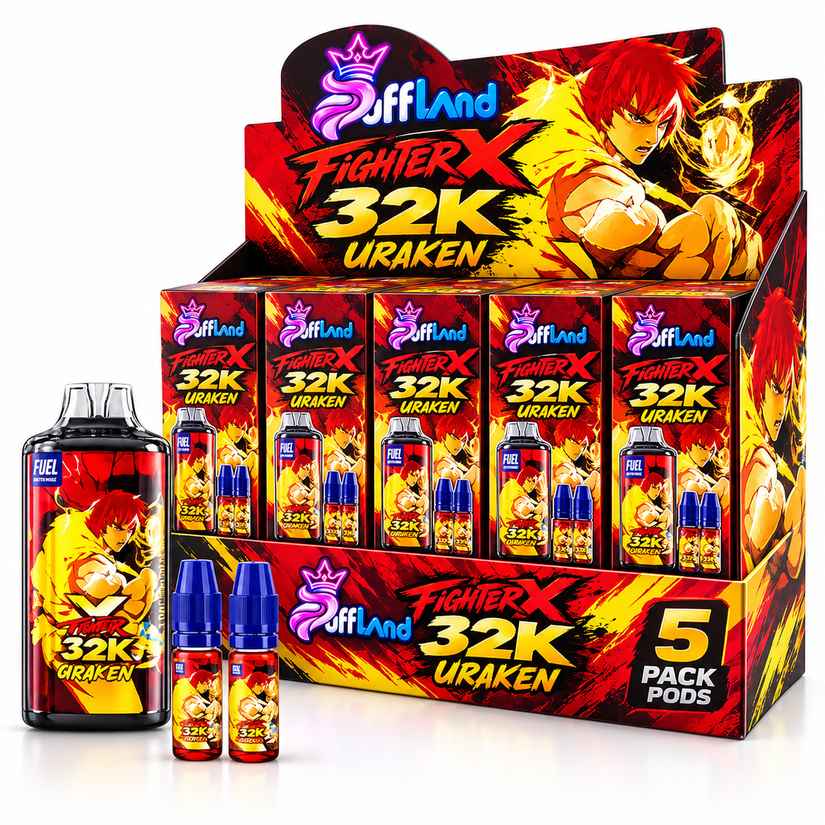 Carton Puff FighterX 32K 0 mg Fighter Fuel (lot de 5 ou 10)