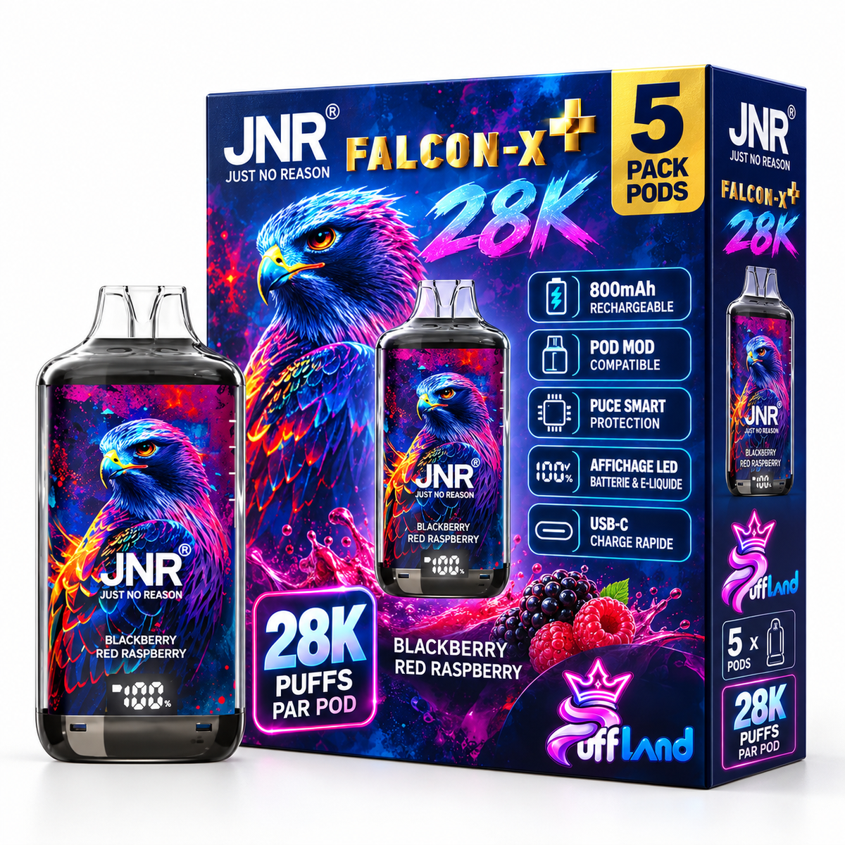 Carton Puff JNR Falcon X 28K 20 mg (lot de 5 ou 10)