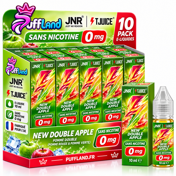 Carton E-liquide Puff Salt JNR x TJuice 10 ml 0 mg sans nicotine (lot de 10)