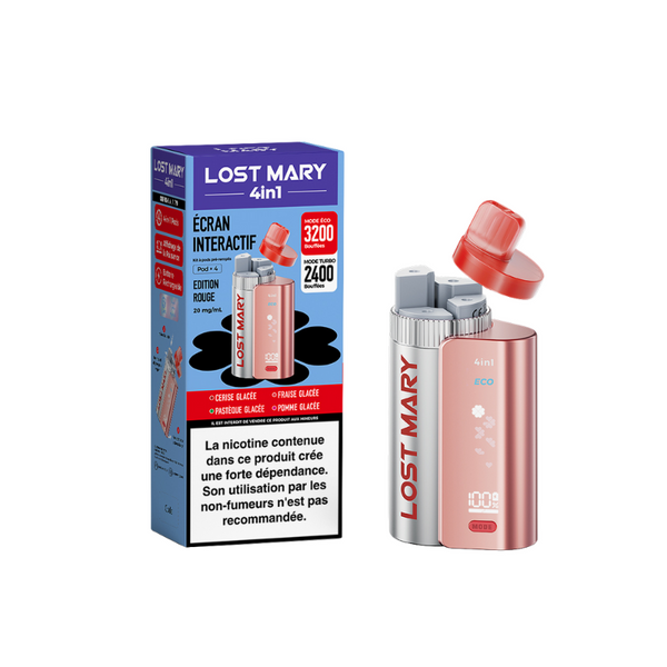 Kit 4 en 1 Édition Red + 4 cartouches 2 ml 20 mg – Lost Mary