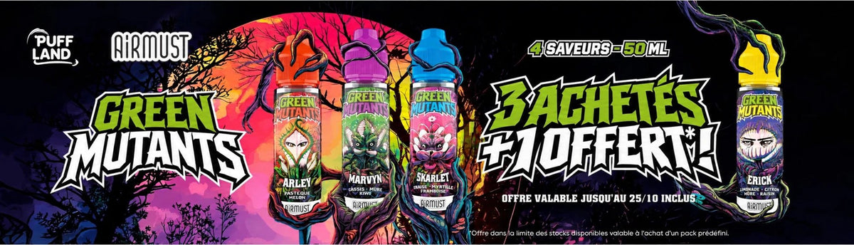 Airmust Green Mutants 50 ml, 4 saveurs : 3 achetés, 1 offert