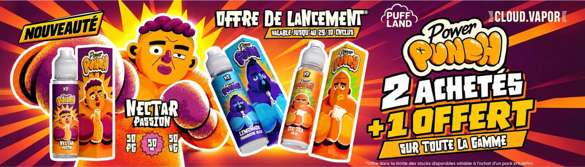 Power Punch de Cloud Vapor, offre de lancement : 2 achetés, 1 offert sur toute la gamme